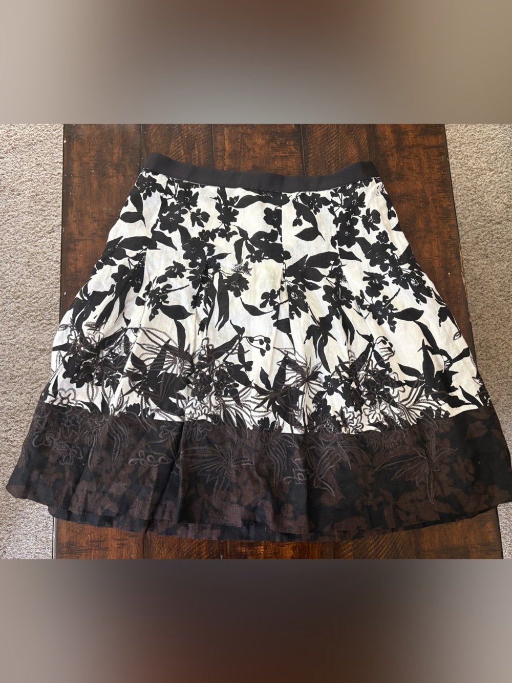 Ann Taylor Linen Botanical Floral A-line Skirt, 8 Petite